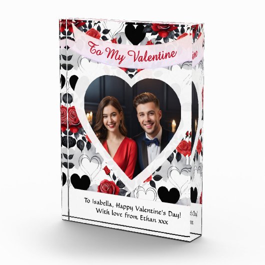 Valentine's Day Red Roses Hearts Personalized フォトブロック (右)