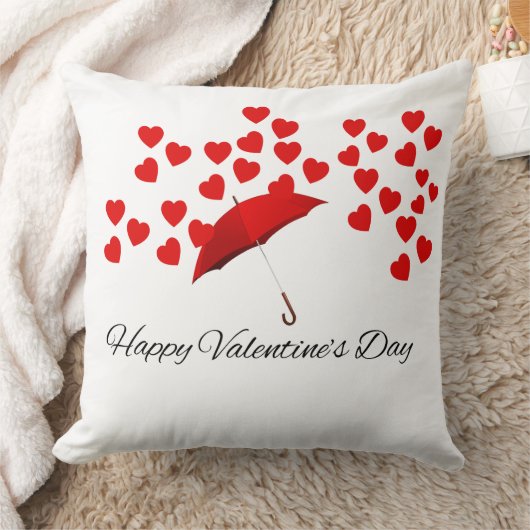 Valentine's Day Red Umbrella & Heart Romantic Gift クッション (ブランケット)