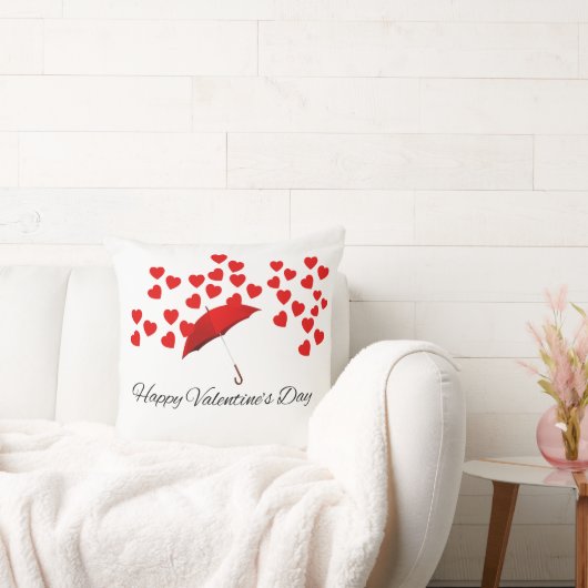 Valentine's Day Red Umbrella & Heart Romantic Gift クッション (ソファ)