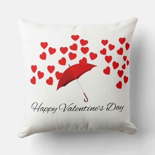 Valentine's Day Red Umbrella & Heart Romantic Gift クッション (裏面)