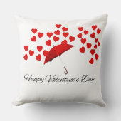 Valentine's Day Red Umbrella & Heart Romantic Gift クッション (正面)