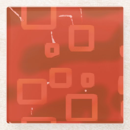 Valentine's Day Red Whimsical Geometric Abstract ガラスコースター (正面)