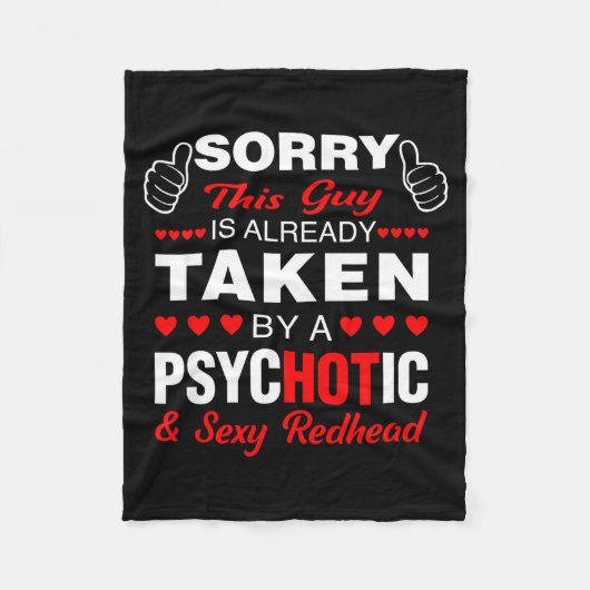 Valentine's Day Redhead Sorry This Guy Is Taken Y  フリースブランケット (正面)