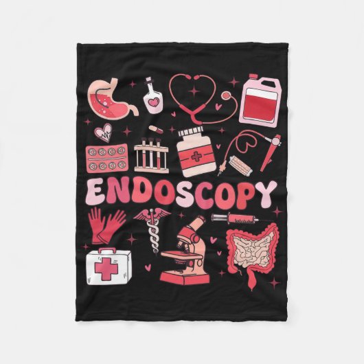 Valentine's Day Retro Endo Crew Nurse Endoscopy Gl フリースブランケット (正面)