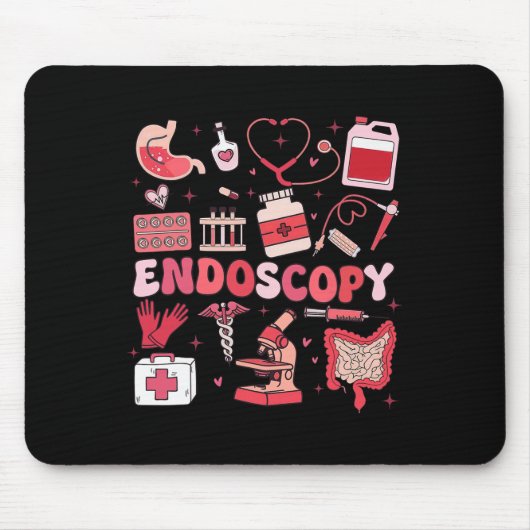 Valentine's Day Retro Endo Crew Nurse Endoscopy Gl マウスパッド (正面)