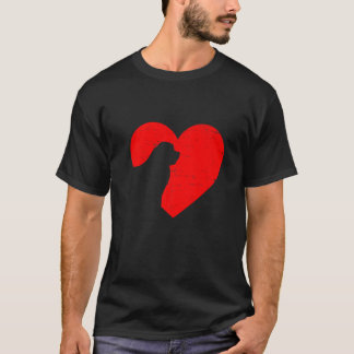Valentines Day Retro Hearts Newfoundland Dog Puppy Tシャツ