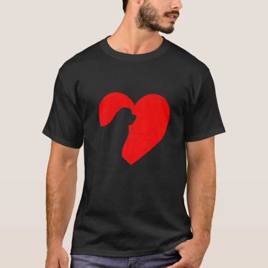 Valentines Day Retro Hearts Newfoundland Dog Puppy Tシャツ (正面)