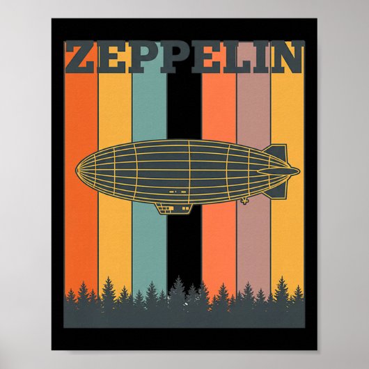 Valentine's Day Retro Zeppelin Vintage Airship 70s ポスター (正面)
