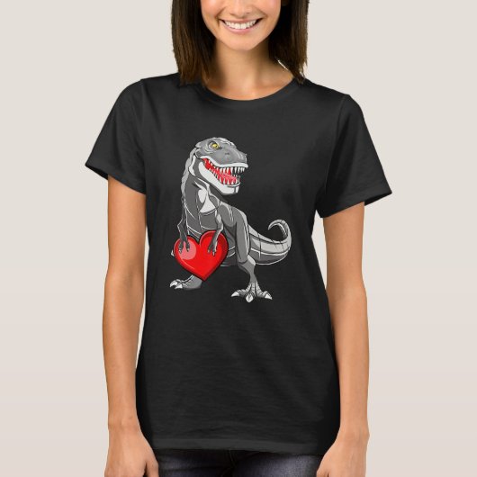 Valentines Day Rex Dinosaur I Steal Hearts Tシャツ (正面)