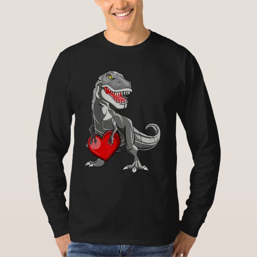 Valentines Day Rex Dinosaur I Steal Hearts Tシャツ (正面)