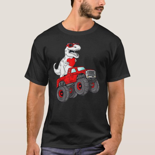Valentines Day Rex Riding Monster Truck Toddler B Tシャツ (正面)
