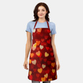 Valentine's Day Romantic Heart Print Pattern エプロン (着用した状態)