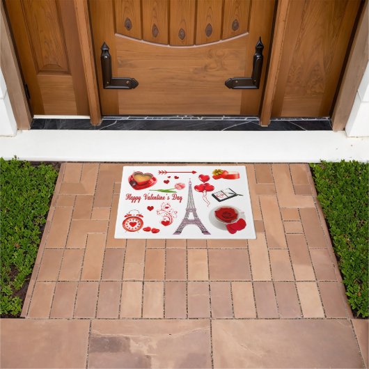 Valentine's Day Romantic Mon Amour Loved Couple ドアマット (室外)
