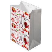 Valentine's Day Romantic Mon Amour Loved Couple ミディアムペーパーバッグ (正面アングル)