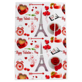 Valentine's Day Romantic Mon Amour Loved Couple ミディアムペーパーバッグ (裏面)