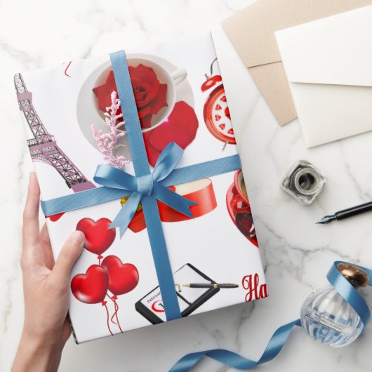 Valentine's Day Romantic Mon Amour Loved Couple ラッピングペーパー (ギフト)