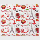 Valentine's Day Romantic Mon Amour Loved Couple ラッピングペーパー (フラット)