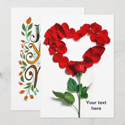 Valentine's day Rose heart シーズンカード (正面/裏面)