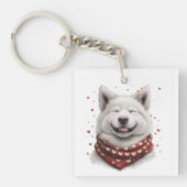Valentines Day Samoyed Dog キーホルダー (正面)