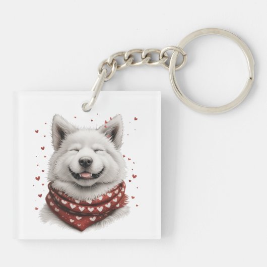Valentines Day Samoyed Dog キーホルダー (裏面)