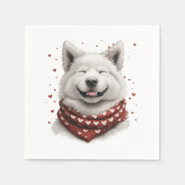 Valentines Day Samoyed Dog スタンダードカクテルナプキン