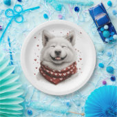 Valentines Day Samoyed Dog ペーパープレート (パーティー)