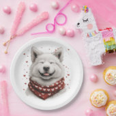 Valentines Day Samoyed Dog ペーパープレート (パーティー)