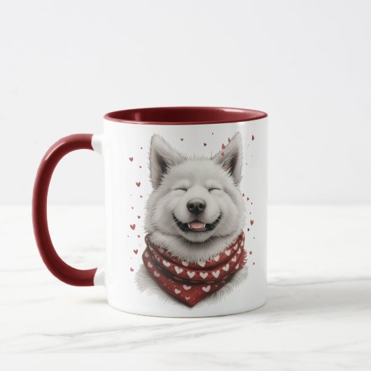 Valentines Day Samoyed Dog マグカップ (左)