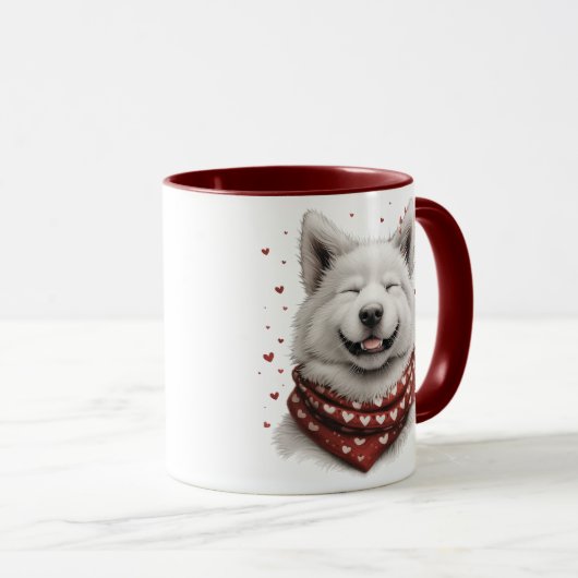 Valentines Day Samoyed Dog マグカップ (正面右)