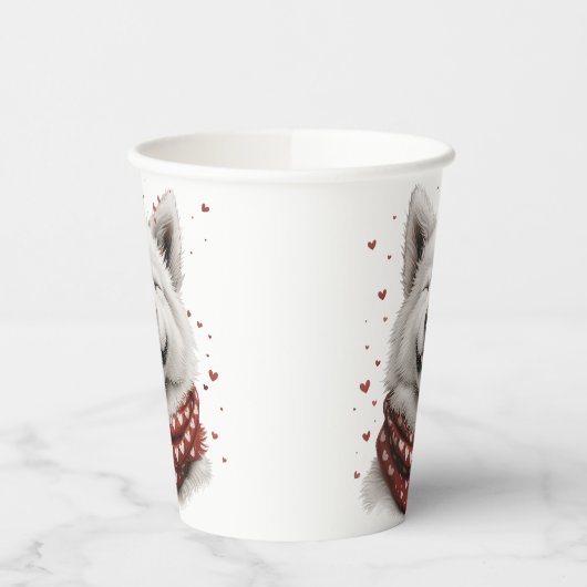 Valentines Day Samoyed Dog 紙コップ (左)