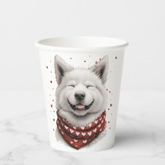 Valentines Day Samoyed Dog 紙コップ (正面)