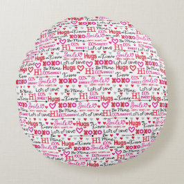 Valentine's Day Sayings Word Collage ラウンドクッション