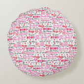 Valentine's Day Sayings Word Collage ラウンドクッション (裏面)