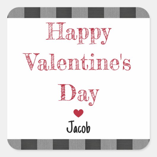 Valentine's Day School Treat Bag Favor スクエアシール (正面)