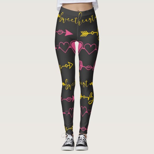 Valentine's Day Seamless Pattern Leggings レギンス (正面)