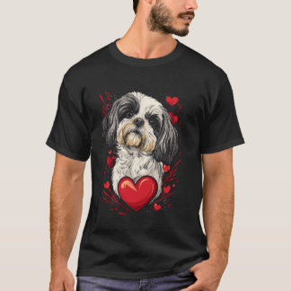 Valentine's Day Shih Tzu Dog Vector Tシャツ