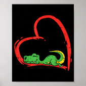 Valentines Day Shirt Funny Heart Trex Sleeng Dinos ポスター (正面)