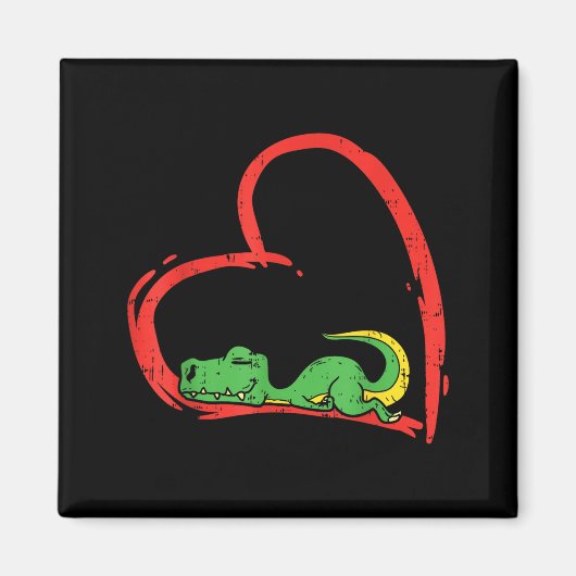Valentines Day Shirt Funny Heart Trex Sleeng Dinos マグネット (正面)