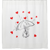 Valentine's Day Shower Curtain, Umbrella Red Heart シャワーカーテン (正面)