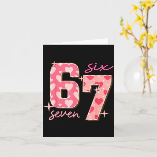 Valentines Day Six Seven 67 Meme 6 7 Heart Boys Gi カード (黄色い花)