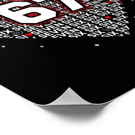 Valentines Day Six Seven 67 Meme 6 7 Heart Boys Gi ポスター (角)