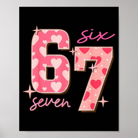 Valentines Day Six Seven 67 Meme 6 7 Heart Boys Gi ポスター (正面)