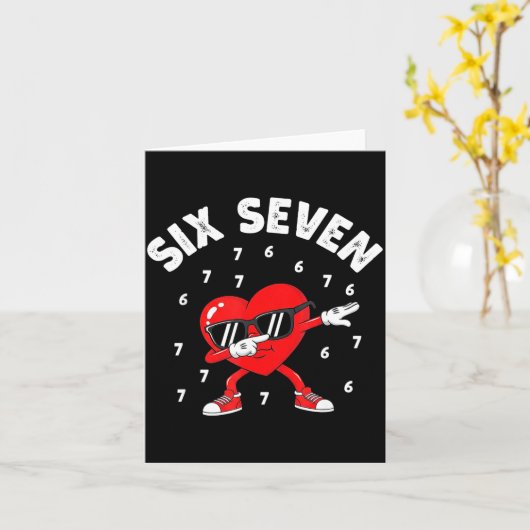 Valentines Day Six Seven 6 7 Meme Dab Heart Funny  カード (黄色い花)