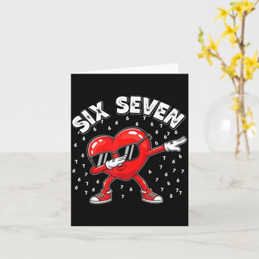 Valentines Day Six Seven 6 7 Meme Dab Heart Funny カード (黄色い花)