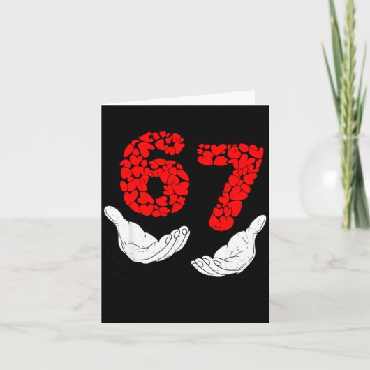 Valentines Day Six Seven 6 7 Meme Hand Heart 67 Me カード (正面)