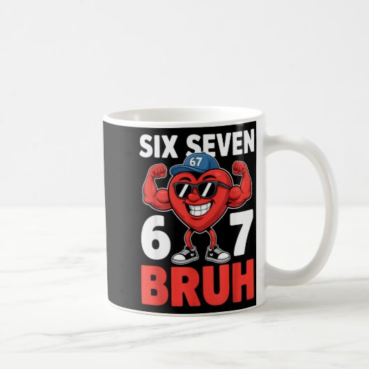 Valentines Day Six Seven Bruh 67 Meme Funny Valent コーヒーマグカップ (右)