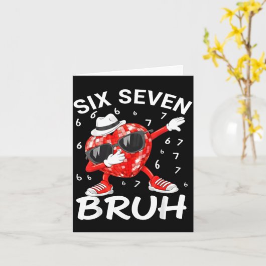 Valentines Day Six Seven Bruh 6 7 Meme Dab Heart B カード (黄色い花)
