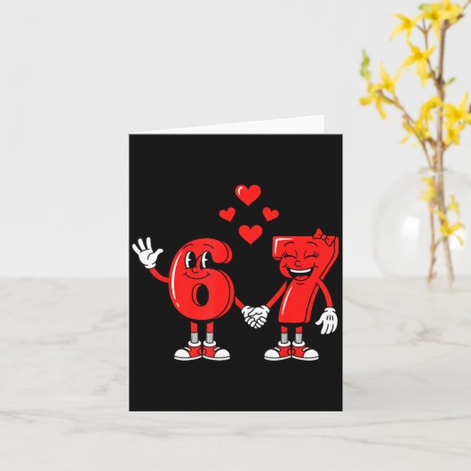 Valentine's Day Six Seven Hearts 6 7 Meme Gen Alph カード (黄色い花)