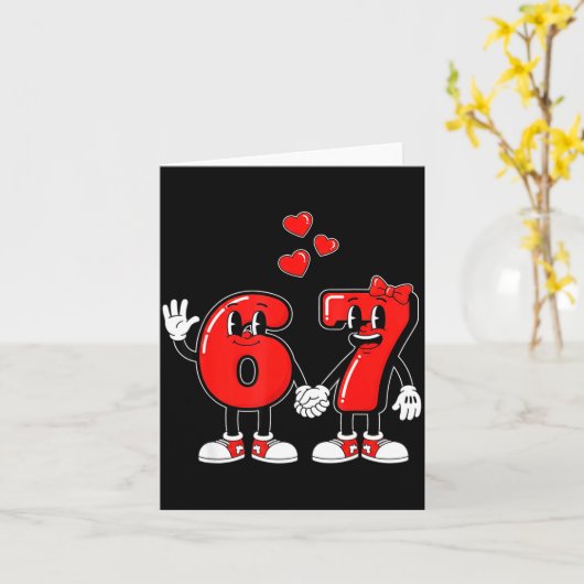 Valentine's Day Six Seven Hearts 6 7 Meme Gen Alph カード (黄色い花)