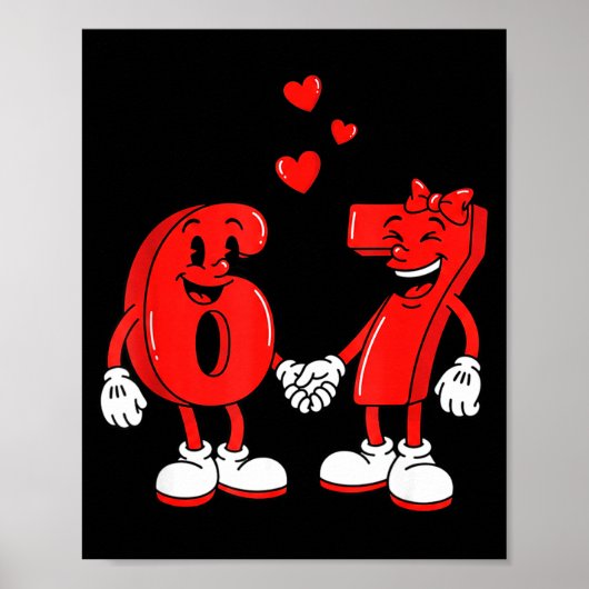 Valentine's Day Six Seven Hearts 6 7 Meme Gen Alph ポスター (正面)